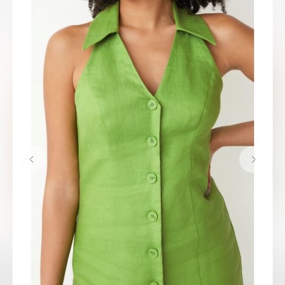 & Other Stories Green Linen Halter Mini Dress | NWT | EU 38 / US 6 - Picture 7 of 10